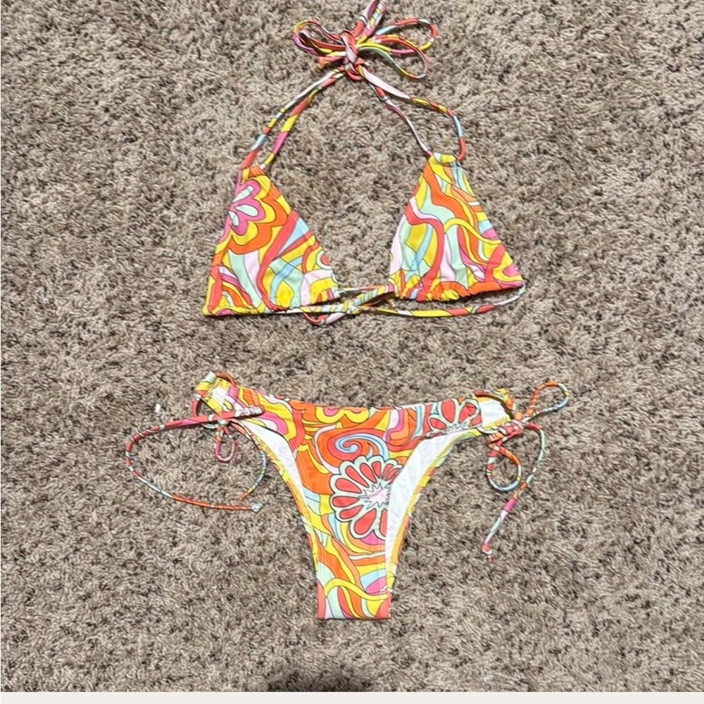 SHEIN size small vibrant orange and yellow bikini